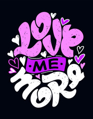 Cute hand drawn doodle letteling about love. Love you. Happy Valentine's Day - lettering label.