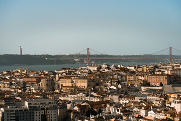 Lisboa cityscape, Portugal. Amazing view to the 25 of April bridge.