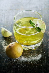 cocktail with lime and mint