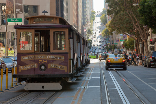 SAN FRANCISCO ,July 2014. Cable car is the oldest mechanical public transport in San Francisco which is in service since 1873.