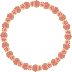 Empty round frame with pet footprints
