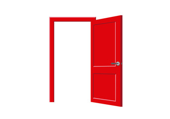 Illustration of open red door