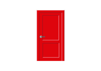 llustration of closed red door