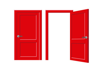 Set of open and closed door illustration