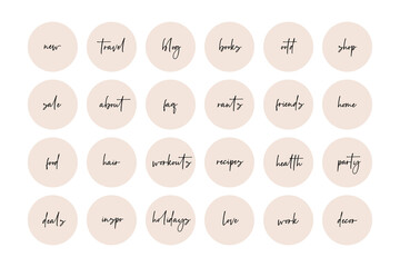 Simple Blush Pink Stories Highlight Icons Words Collection