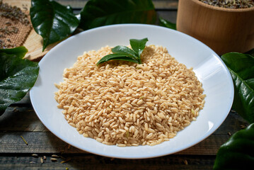 the texture of natural rice grains. healthy eating