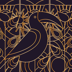 Decorative birds and plants in folk mythology. Swedish folklore. Tribal art in Scandinavian geometric style. Perfect for interior design, corporate identity, packaging