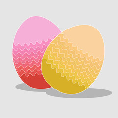 Pink and yellow vector Easter eggs. Easter holiday