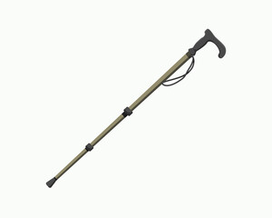 Metal nordic hiking walking sticks. Equipment mountain climbing
