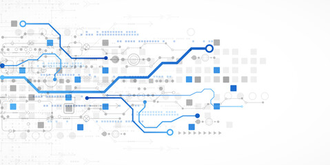Abstract technology concept. Circuit board, high computer color background. Vector illustration with space for content, web - template, business tech presentation.