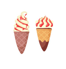 Hand Drawn Ice Cream Vector Artistic Drawing. Summer Illustration Sweet Fast Food