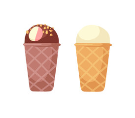Hand Drawn Ice Cream Vector Artistic Drawing. Summer Illustration Sweet Fast Food
