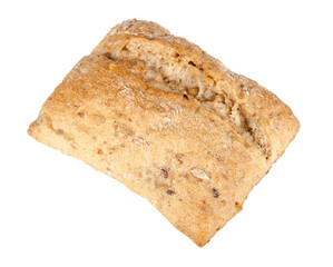 Fresh wholemeal roll isolated on a white background. View from another angle in the portfolio.
