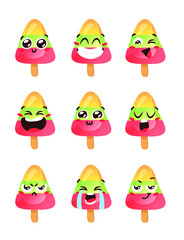 Fototapeta premium Hand Drawn Ice Cream Vector Artistic Drawing. Summer Illustration Sweet Fast Food Emoticon. Funny Emoji