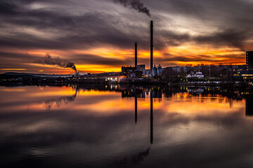 Smoky paper plant in J&ouml;nk&ouml;ping Sweden