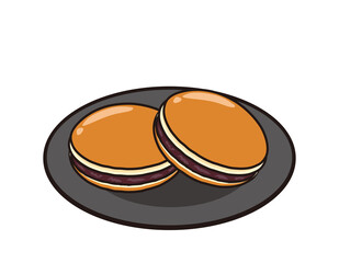 どら焼きのベクターイラスト 和菓子 抹茶 Baked Wall Mural Bak Nisi