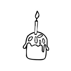 Doodle Easter cake with a burning candle