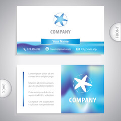 Business card template. Symbol of sea starfish. Seafood shop and restaurant. Concept for business with sea animals.