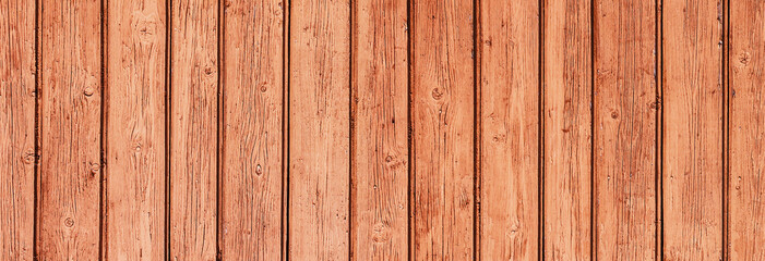 Panoramic wood texture. Wooden desk pattern. Wood panoramic view. Rustic tree desk with knots pattern. Peeling paint wood. Village building construction. Wood industry texture.