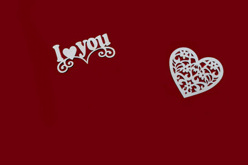 
Greeting love card on red background free space