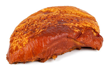 Smoked ham isolated on the white background. View from another angle in the portfolio.