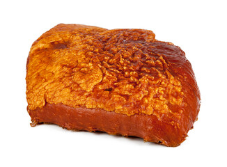 Smoked ham isolated on the white background. View from another angle in the portfolio.