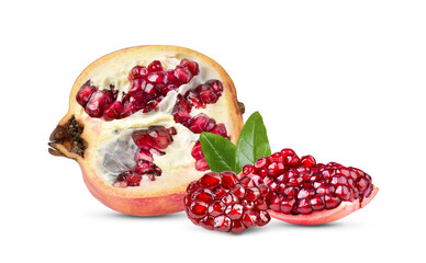 ripe pomegranate on wite background