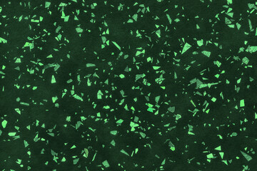 Dark green sparkling background from small foil sequins, closeup.