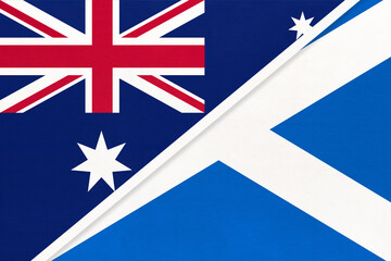 Australia and Scotland, symbol of national flags from textile.