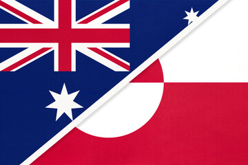 Australia and Greenland, symbol of national flags from textile.