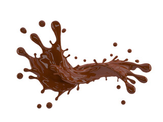 3d illustration of chocolate splash on white background with clipping path