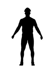 3D rendering of a construction worker front view.