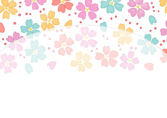 カラフルな桜　モダン　アジア風　バナー　横
