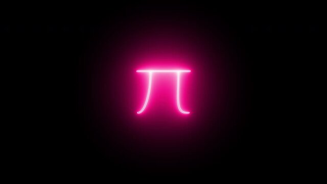 Pi day number announce neon sign symbol animation on black background