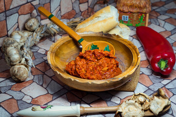 Ajvar is a bright and robust red pepper relish that originates from the Balkans region of southeastern Europe.