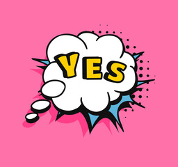 Pop art speech bubble drawing with text. Cartoon style vector collection of frames. Comic illustration on color background