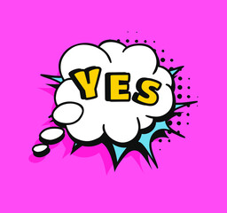 Pop art speech bubble drawing with text. Cartoon style vector collection of frames. Comic illustration on color background