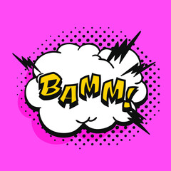 Pop art speech bubble drawing with text. Cartoon style vector collection of frames. Comic illustration on color background