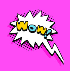 Obraz premium Pop art speech bubble drawing with text. Cartoon style vector collection of frames. Comic illustration on color background