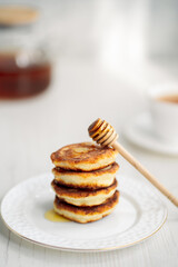 cottage cheese breakfast, cheesecakes with honey