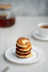 cottage cheese breakfast, cheesecakes with honey