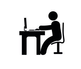 person working on a laptop vector icon.  Editable stroke. Symbol in Line Art Style for Design, Presentation, Website or Apps Elements, Logo. Pixel vector graphics - Vector