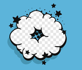 Pop art speech bubble without text and Transparent Background. Cartoon style vector collection of frames. Comic illustration