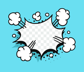 Pop art speech bubble without text and Transparent Background. Cartoon style vector collection of frames. Comic illustration