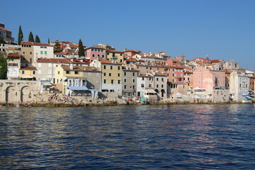 Fototapeta premium Skyline view of old Rovigno town in Croatia.