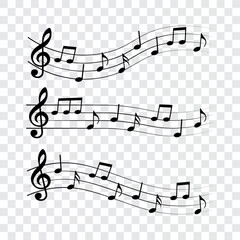 Music notes set, vector illustration.