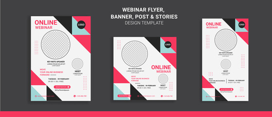 Webinar flyers social media post and stories, perfect for business webinar, creative webinar and other online seminars

