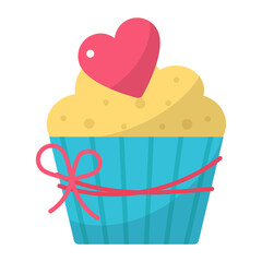 Muffin Concept, Romantic Cupcake vector color Icon design, Love and romance symbol on white background, Valentines Day Sign,