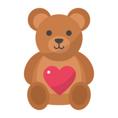 Teddy Bear Love and Romance Symbol, Stuff Toys Concept Vector Icon Design, Valentines Day Sign, Toddler Gift Idea on white background