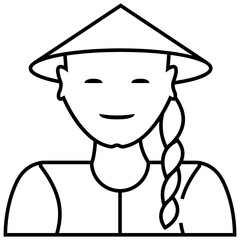 Chinese Farmer Wearing Hat Concept, Decorative Rice Cap Vector Color Icon Design, Traditional Chinese Culture Symbol on white background, Lunar New Year of the Ox 2021 Sign, China Travel Guide Stock